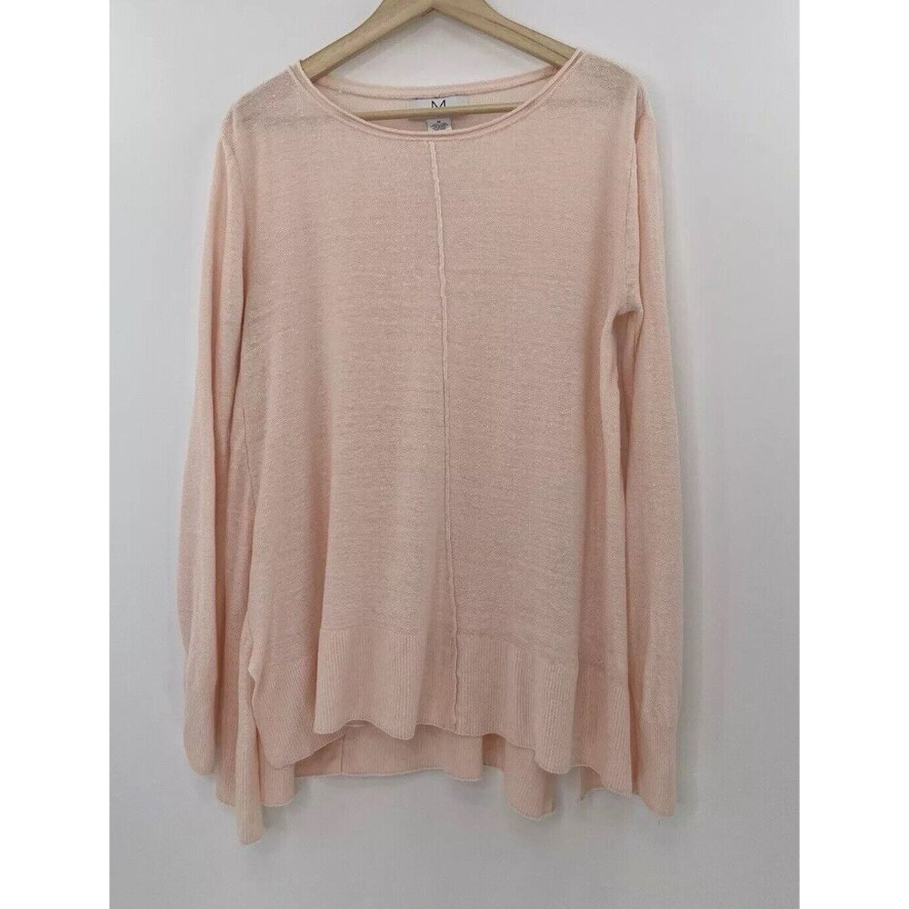 Magaschoni Light Pink 100% Linen Long Sleeve Breathable Shirt Size M‎ Flaw
